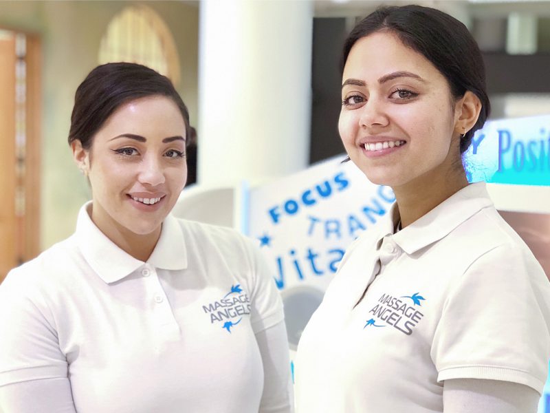 Therapists Jasmine and Ashley in-store massage